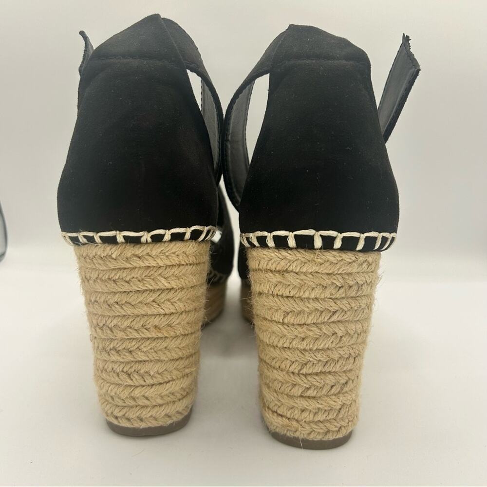 Altar'd State Marie Black Open Toe  Sandal 3.5in Straw Wedge Heel Size 8.5 - Picture 6 of 9
